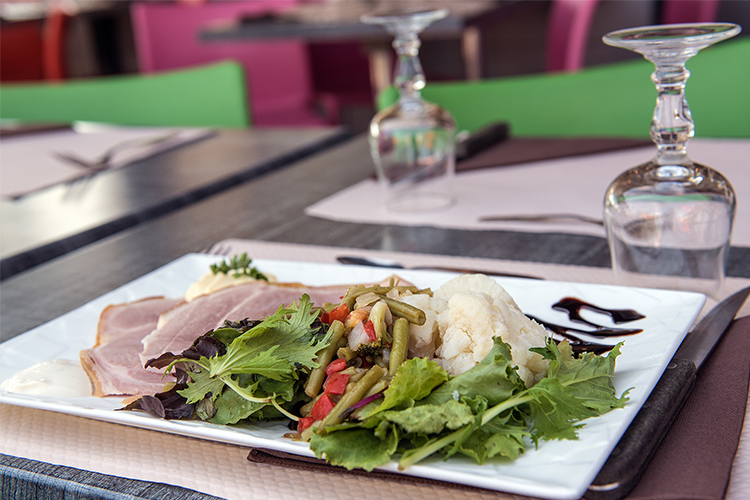 Entrée, salade avec haricots verts